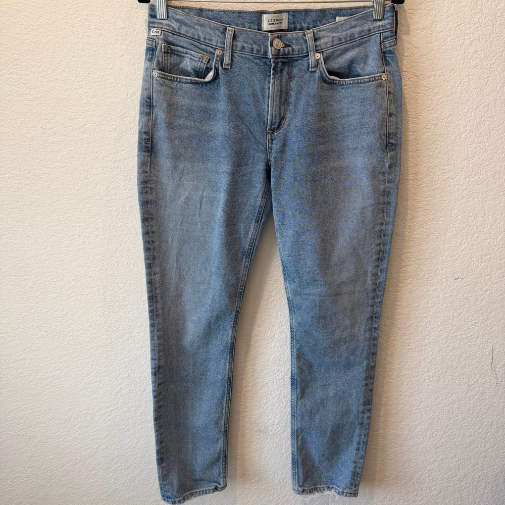 Citizens of Humanity Inga Mid Rise Slim Tapered Jeans Light Wash Blue Size 28